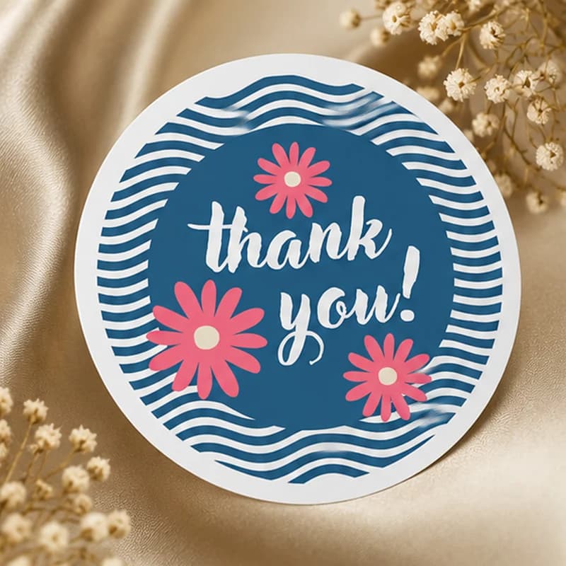 Blue Pastel Thank You Sticker - Birthday Party