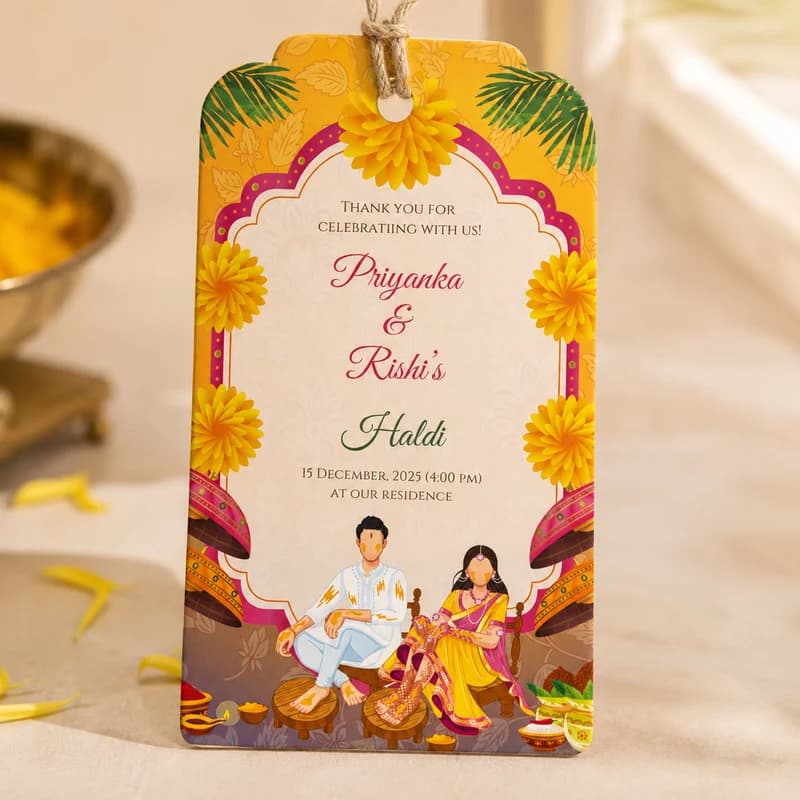 Aesthetic Yellow Haldi Tag - Wedding Gift Tags